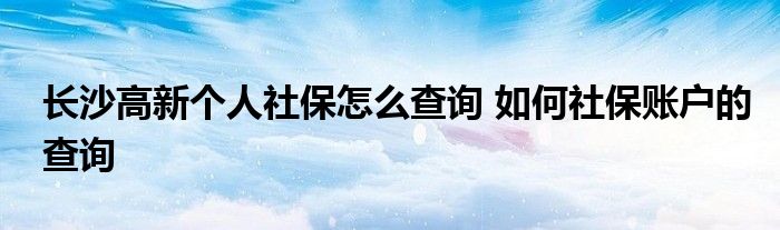 长沙高新个人社保怎么查询如何社保账户的查询