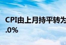 CPI由上月持平转为0.1% 其中食品价格下降1.0%