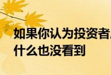 如果你认为投资者应对住房复苏负责 那么你什么也没看到