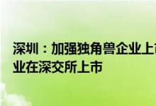 深圳：加强独角兽企业上市培育，推动境内外优质独角兽企业在深交所上市