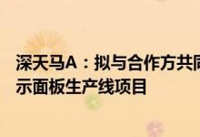 深天马A：拟与合作方共同投资330亿元建设第8.6代新型显示面板生产线项目