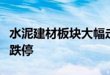 水泥建材板块大幅走低，海南瑞泽、宁波富达跌停