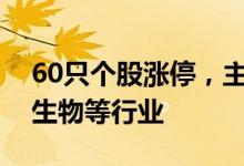 60只个股涨停，主要集中在交通运输、医药生物等行业