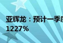 亚辉龙：预计一季度净利润同比增长1094%-1227%
