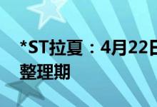 *ST拉夏：4月22日起公司A股股票进入退市整理期