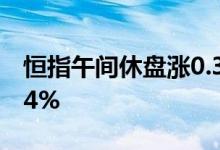 恒指午间休盘涨0.37%，恒生科技指数涨0.94%