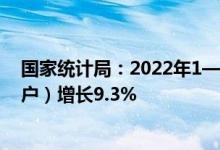 国家统计局：2022年1—3月份全国固定资产投资（不含农户）增长9.3%