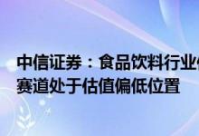 中信证券：食品饮料行业估值已回落至合理区间，部分细分赛道处于估值偏低位置