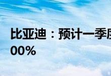 比亚迪：预计一季度净利润同比增长174%-300%