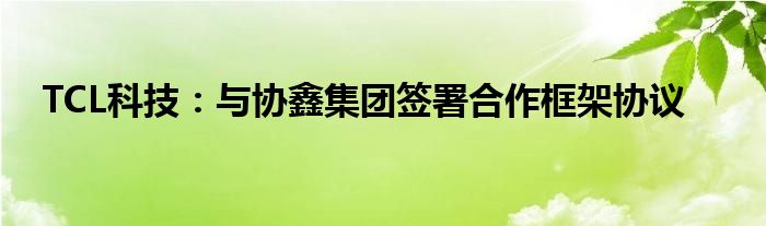  TCL科技：與協鑫集團簽署合作框架協議 