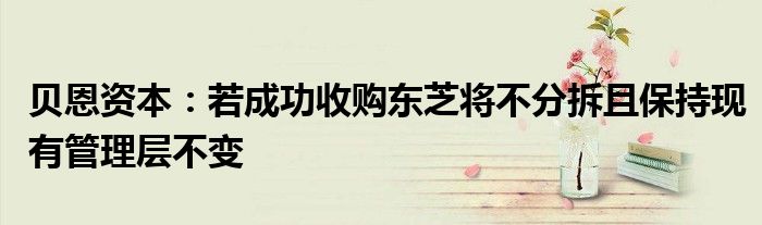 貝恩資本:若成功收購東芝將不分拆且保持現有管理層不變