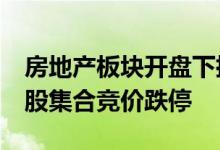房地产板块开盘下挫，昨日上演“天地板”3股集合竞价跌停