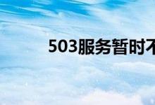 503服务暂时不可用是什么意思？