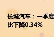 长城汽车：一季度归母净利润16.3亿元，同比下降0.34%
