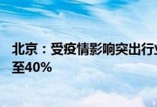 北京：受疫情影响突出行业企业的首贷贴息比例从20%提升至40%