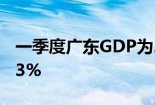 一季度广东GDP为28498.79亿元，同比增3.3%