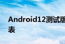 Android12测试版更新发布日期提示设备列表