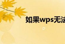 如果wps无法打开文件怎么办