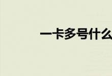 一卡多号什么意思（一卡多号）