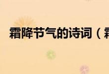 霜降节气的诗词（霜降节气的诗句有哪些）