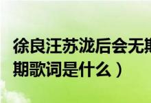 徐良汪苏泷后会无期歌词（徐良汪苏泷后会无期歌词是什么）