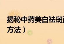 揭秘中药美白祛斑面膜配方（2个中药美白的方法）
