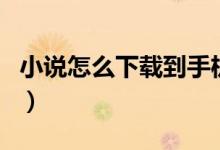 小说怎么下载到手机（怎样下载小说到手机中）