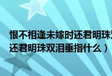 恨不相逢未嫁时还君明珠双泪垂什么意思（恨不相逢未嫁时还君明珠双泪垂指什么）