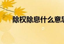 除权除息什么意思（除权除息的含义）