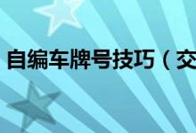 自编车牌号技巧（交管12123自编选号攻略）