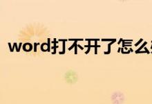 word打不开了怎么办（简单五步解决问题）