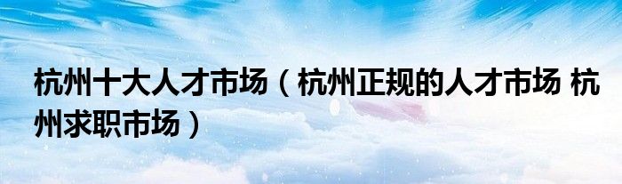 杭州十大人才市場(杭州正規的人才市場 杭州求職市場)