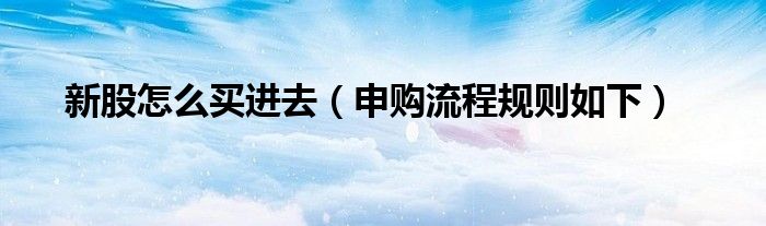 新股怎么买进去(申购流程规则如下)