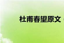 杜甫春望原文（春望原文及翻译）