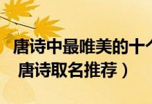 唐诗中最唯美的十个名字（唐诗中的好听名字 唐诗取名推荐）