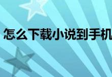 怎么下载小说到手机（在手机怎样下载小说）