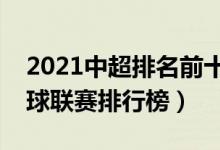 2021中超排名前十（中超排名积分榜中超足球联赛排行榜）