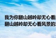 我为你翻山越岭却无心看风景是什么意思（怎么理解我为你翻山越岭却无心看风景的意思）