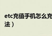 etc充值手机怎么充值（etc充值手机充值的方法）