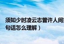 须知少时凌云志曾许人间第一流的意思（曾许人间第一流这句话怎么理解）