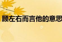 顾左右而言他的意思（顾左右而言他的含义）