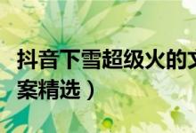 抖音下雪超级火的文案（抖音下雪超级火的文案精选）