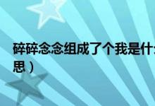 碎碎念念组成了个我是什么意思（碎碎念念组成了个我的意思）