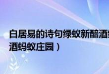 白居易的诗句绿蚁新醅酒绿蚁指的是（白居易曾用绿蚁新醅酒蚂蚁庄园）