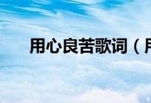 用心良苦歌词（用心良苦歌简单介绍）