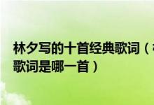 林夕写的十首经典歌词（林夕作词十大经典歌曲林夕最好的歌词是哪一首）