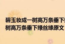 碧玉妆成一树高万条垂下绿丝绦的意思是什么（碧玉妆成一树高万条垂下绿丝绦原文）