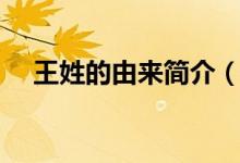 王姓的由来简介（王姓的来历是怎样的）