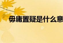 毋庸置疑是什么意思（毋庸置疑的含义）