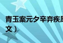 青玉案元夕辛弃疾原文（青玉案元夕辛弃疾译文）